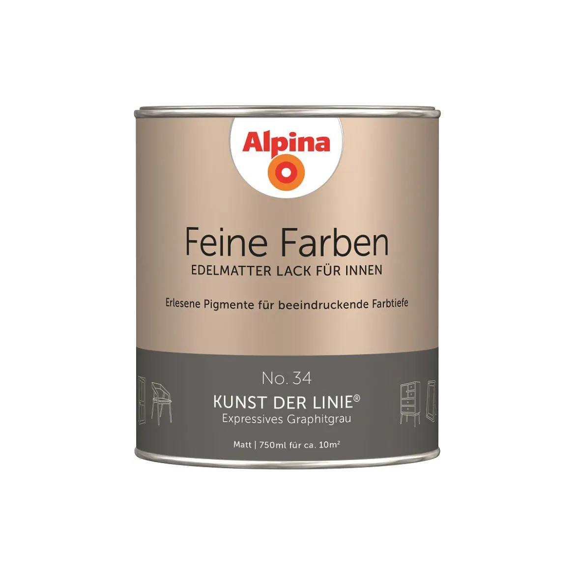 AlpinaBuntlack Feine Farben Lack No 34 Kunst der Linie edelmatt 750ml