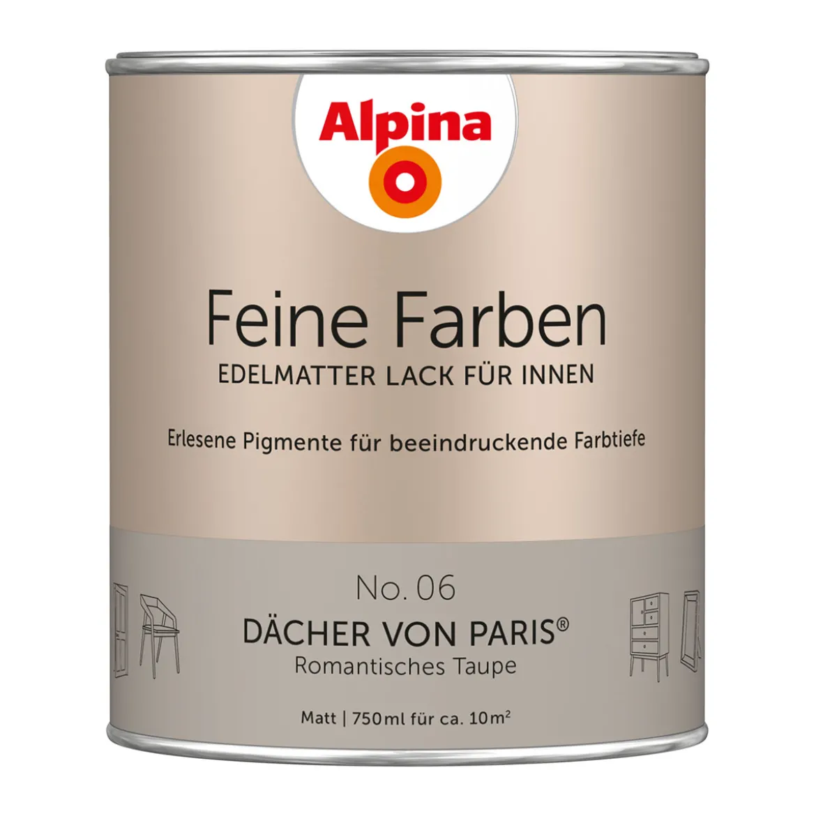 AlpinaBuntlack Feine Farben Lack No 06 Dächer von Paris edelmatt 750ml