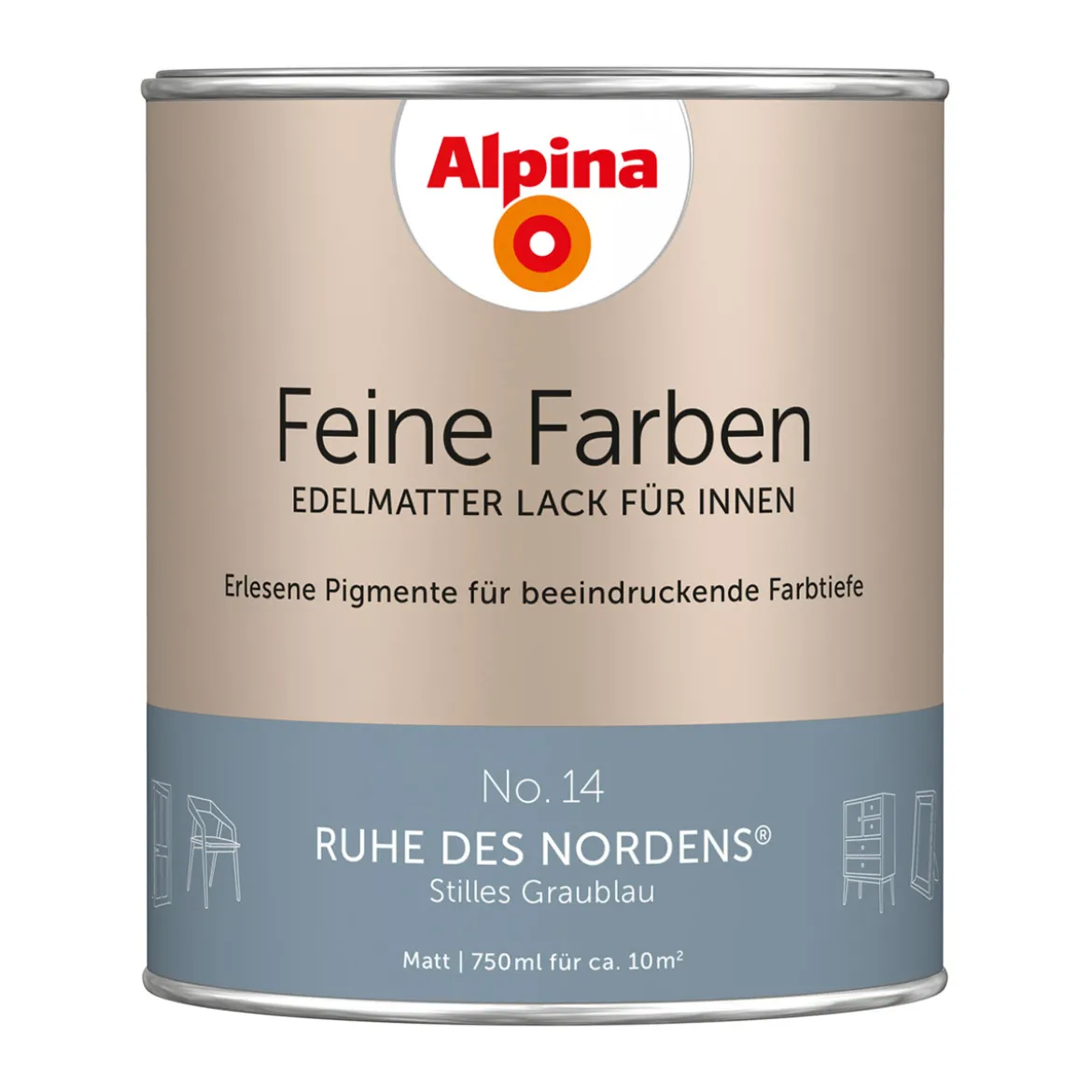 AlpinaBuntlack Feine Farben Lack No 14 Ruhe des Nordens edelmatt 750ml