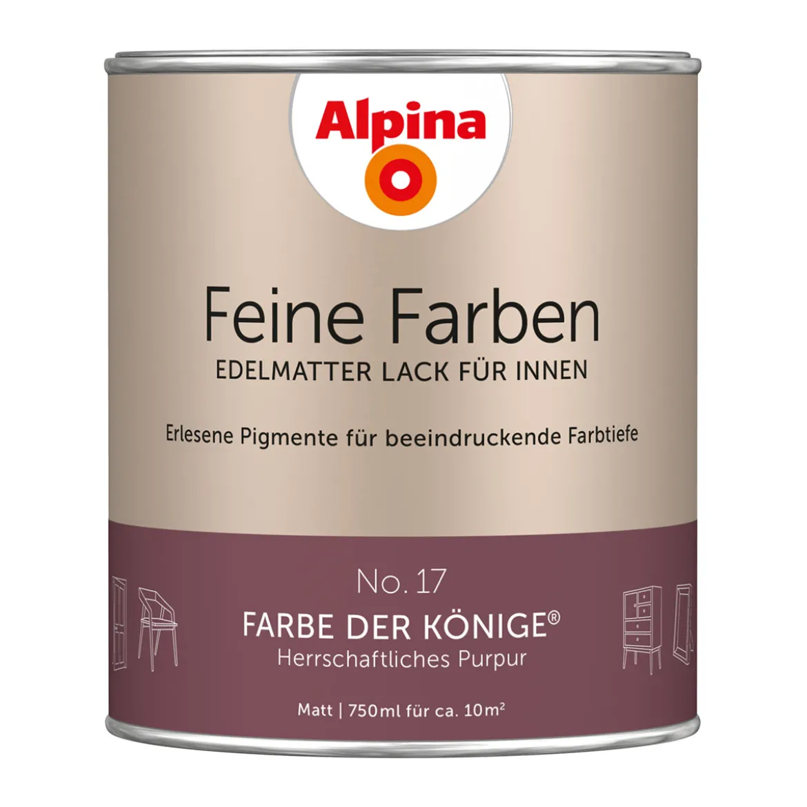 AlpinaBuntlack Feine Farben Lack No 17 Farbe der Könige edelmatt 750ml
