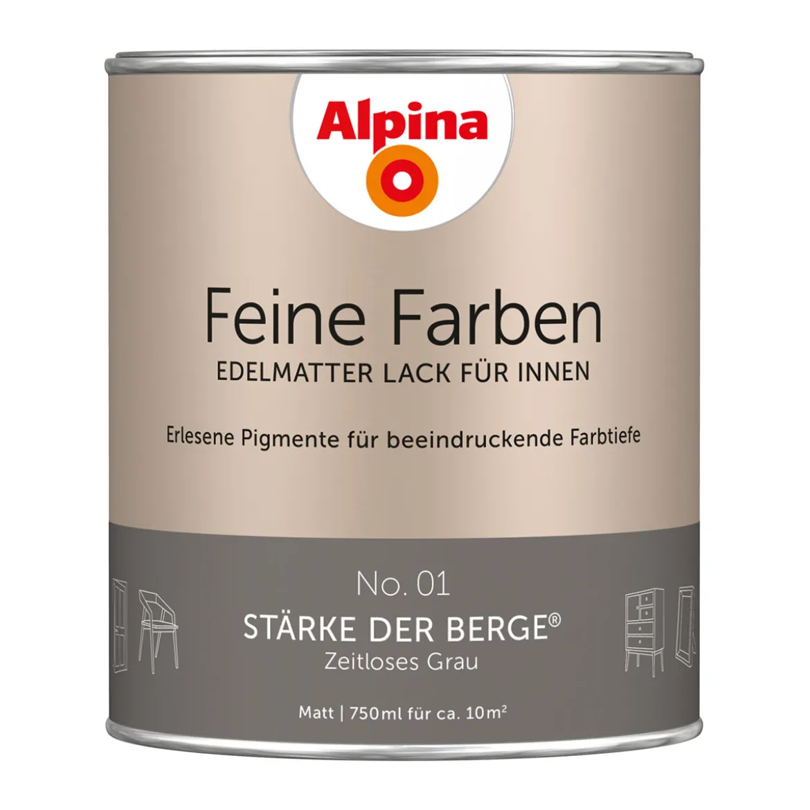 AlpinaBuntlack Feine Farben Lack No 01 Stärke der Berge edelmatt 750ml