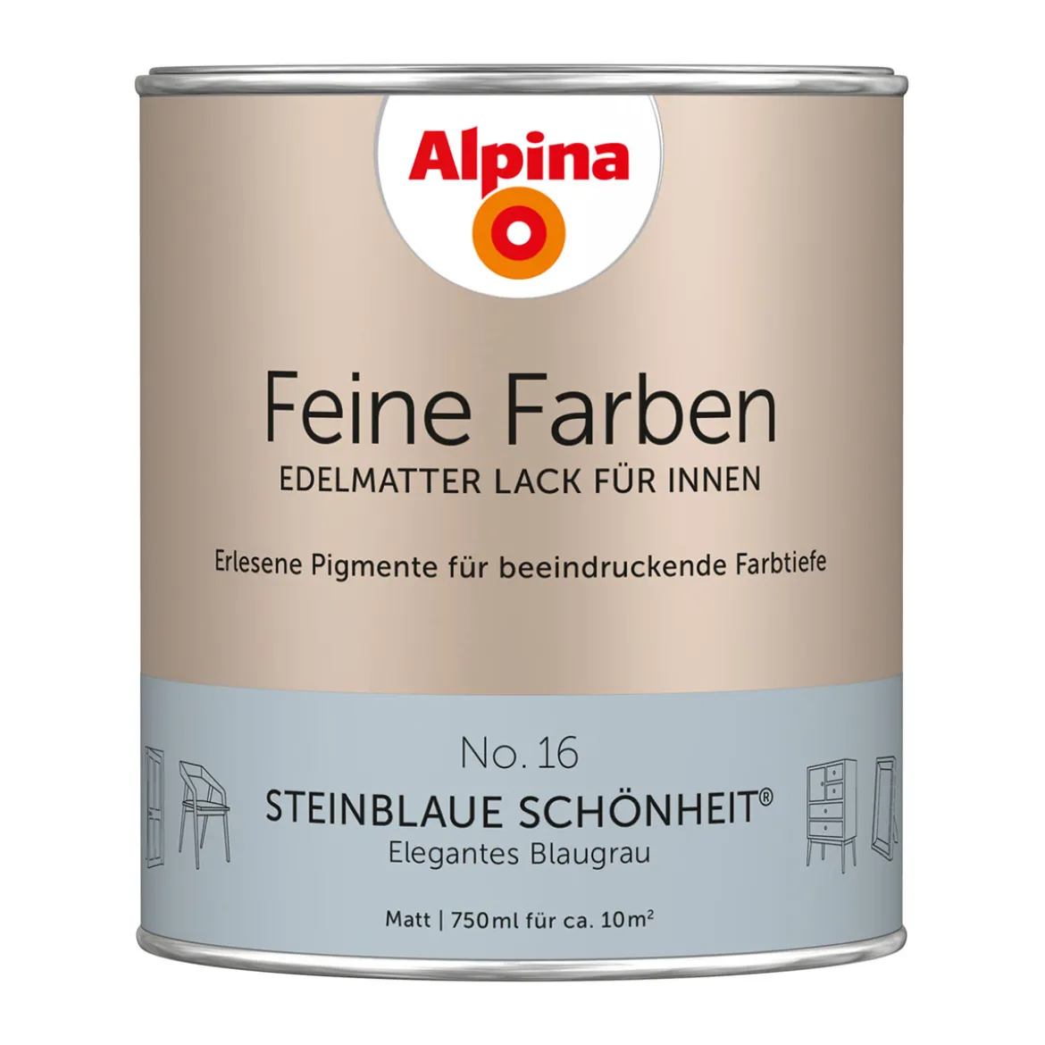 AlpinaBuntlack Feine Farben Lack No 16 Steinblaue Schönheit edelmatt 750ml