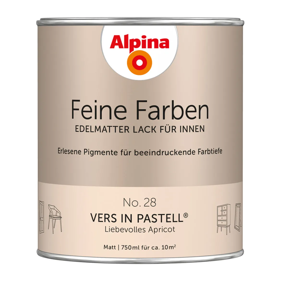AlpinaBuntlack Feine Farben Lack No 28 Vers in Pastell edelmatt 750ml