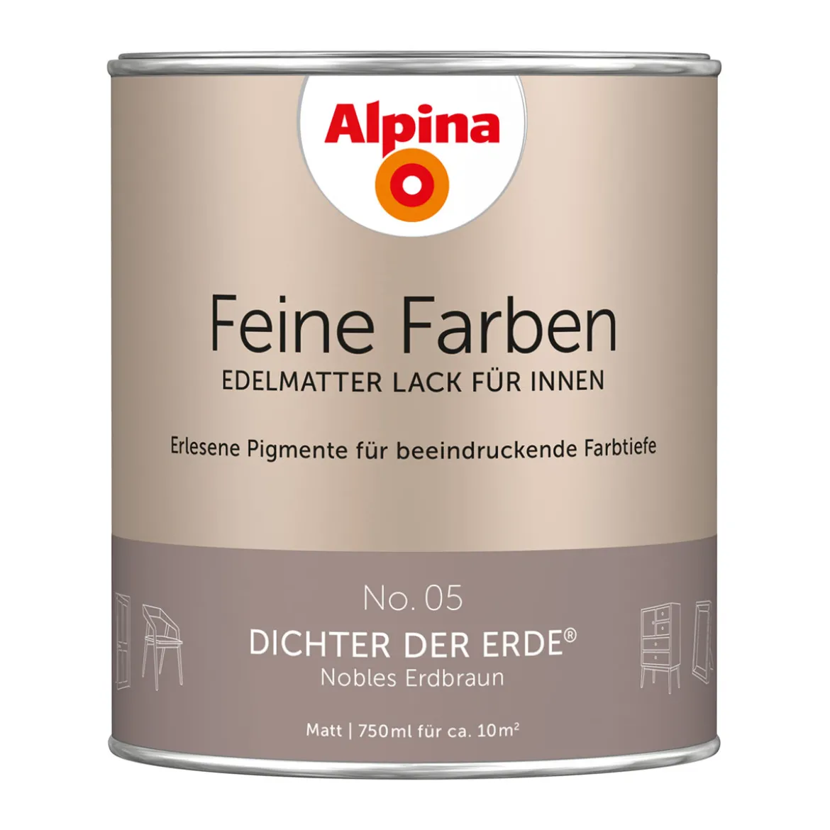AlpinaBuntlack Feine Farben Lack No 05 Dichter der Erde edelmatt 750ml
