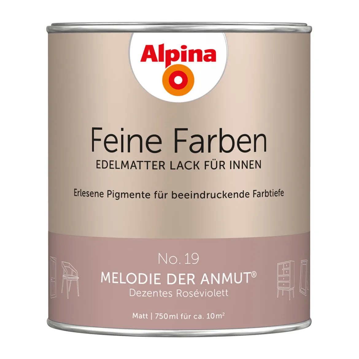 AlpinaBuntlack Feine Farben Lack No 19 Melodie der Anmut edelmatt 750ml