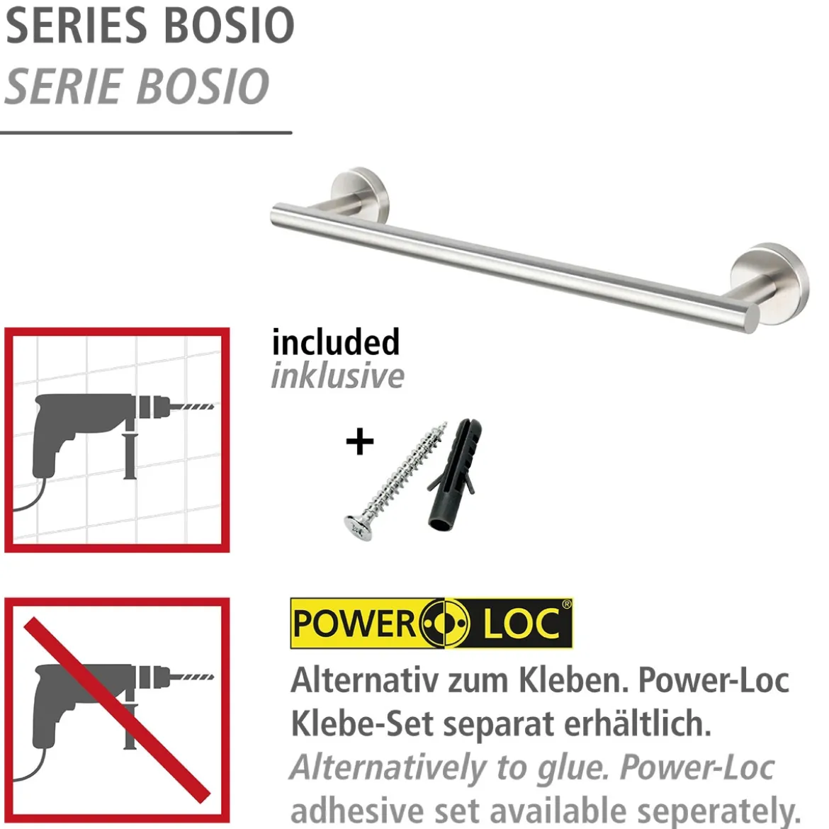 Badetuchstange 40 cm , Bosio Edelst.matt