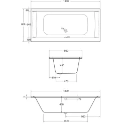 Badewanne Rosa 180x80 cm, weiss