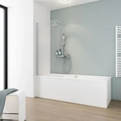 Badewannenaufsatz Komfort Echtglasklar, hell, alu natur