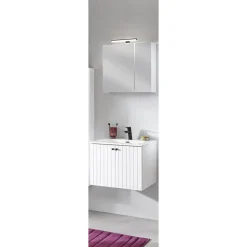 Badmöbel-Set Piet, Spiegelschrank + Waschtischunterschrank, inkl. LED-Aufsatzleuchte