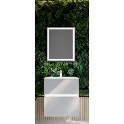 BADMOBIL Spiegelschrank FOTON 52 x 63 x 14 cm Tür rechts mit LED verdeckter Sensorschalter hellgrau