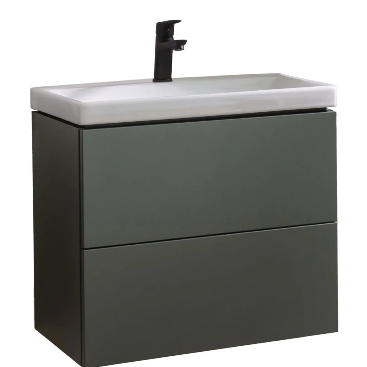 BADMOBIL Waschtischunterschrank CRAFT 63 x 54 x 36 cm 2 Schubladen mit Push-To-Open grün-matt