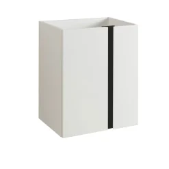 BADMOBIL Waschtischunterschrank LINUS 49 x 63 x 34,5 cm 2 Türen grifflos weiß mit schwarzer Dekorleiste
