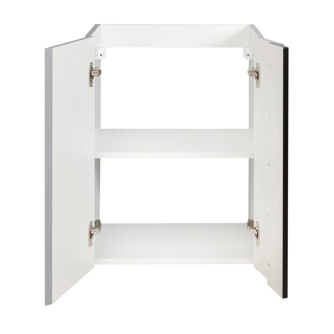 BADMOBIL Waschtischunterschrank LINUS 49 x 63 x 34,5 cm 2 Türen grifflos weiß mit schwarzer Dekorleiste