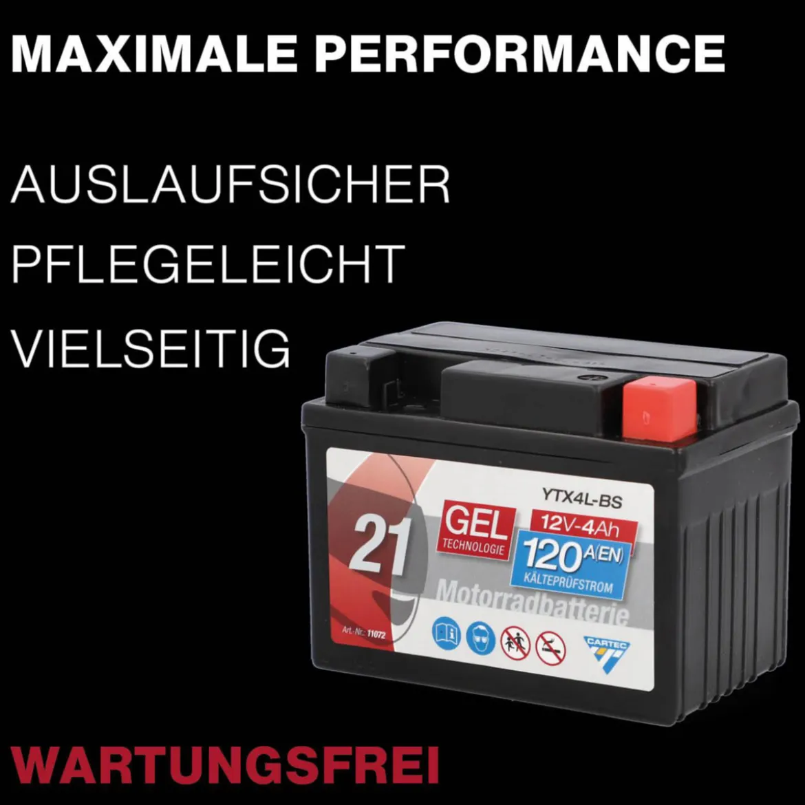 Batterie GEL YTX4L-BS 4Ah 120A