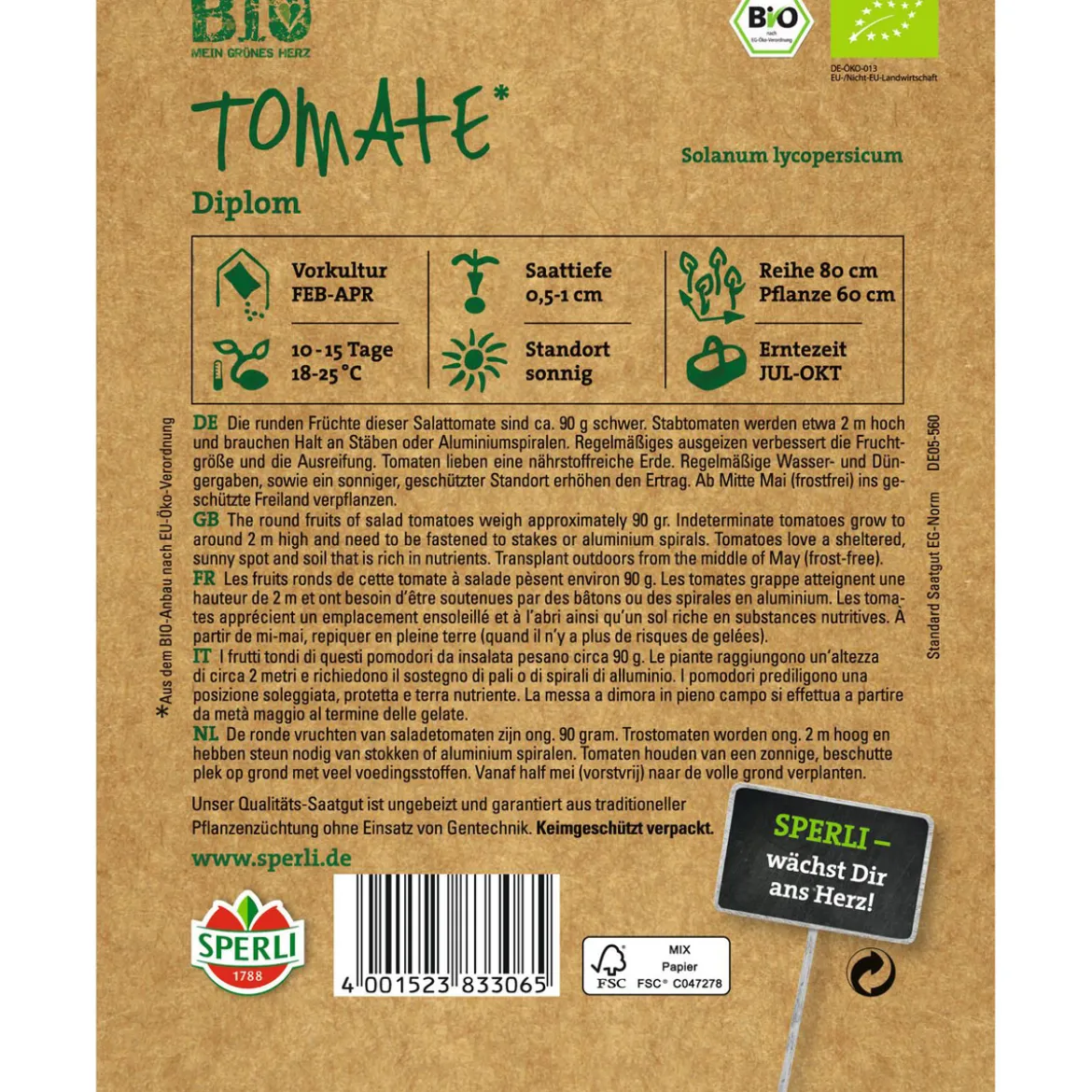 Bio-Tomate Stabtomate 200 cm