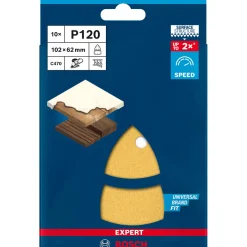 Bosch ProfessionalExpert C470 Schleifpapier mit 11 Löchern für Multischleifer 102 x 62 mm 93 mm G 120 10- teilig