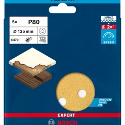 Bosch ProfessionalExpert C470 Schleifpapier mit 8 Löchern für Exzenterschleifer 125 mm G 80 5- teilig