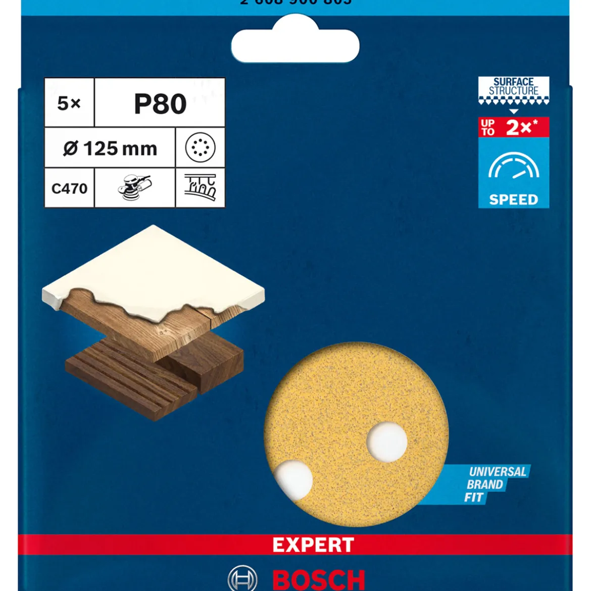 Bosch ProfessionalExpert C470 Schleifpapier mit 8 Löchern für Exzenterschleifer 125 mm G 80 5- teilig