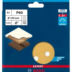 Bosch ProfessionalExpert C470 Schleifpapier mit 8 Löchern für Exzenterschleifer 125 mm G 60 5- teilig