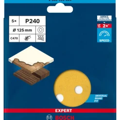Bosch ProfessionalExpert C470 Schleifpapier mit 8 Löchern für Exzenterschleifer 125 mm G 240 5- teilig