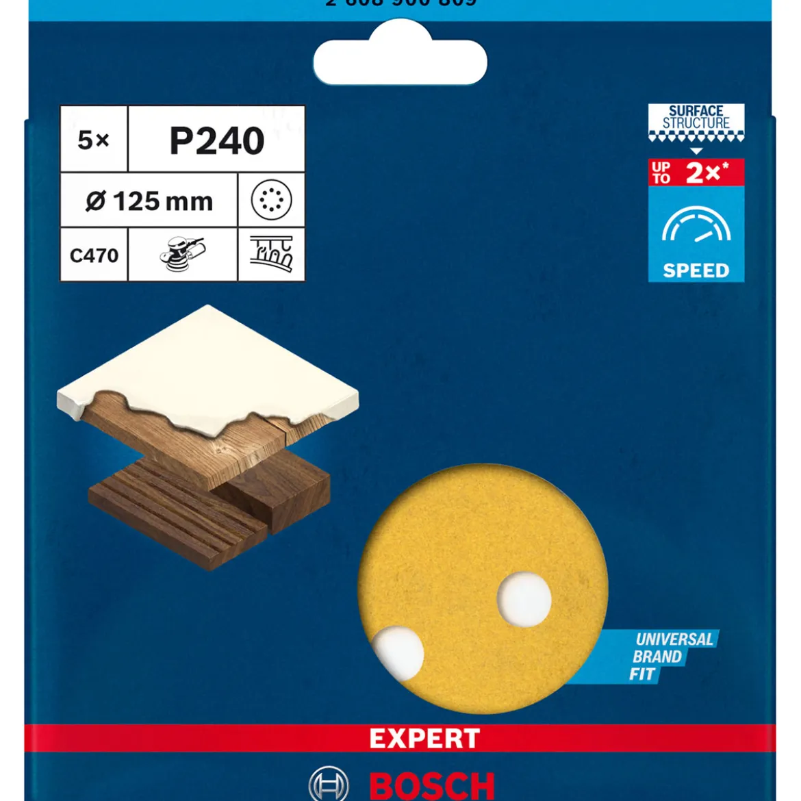 Bosch ProfessionalExpert C470 Schleifpapier mit 8 Löchern für Exzenterschleifer 125 mm G 240 5- teilig