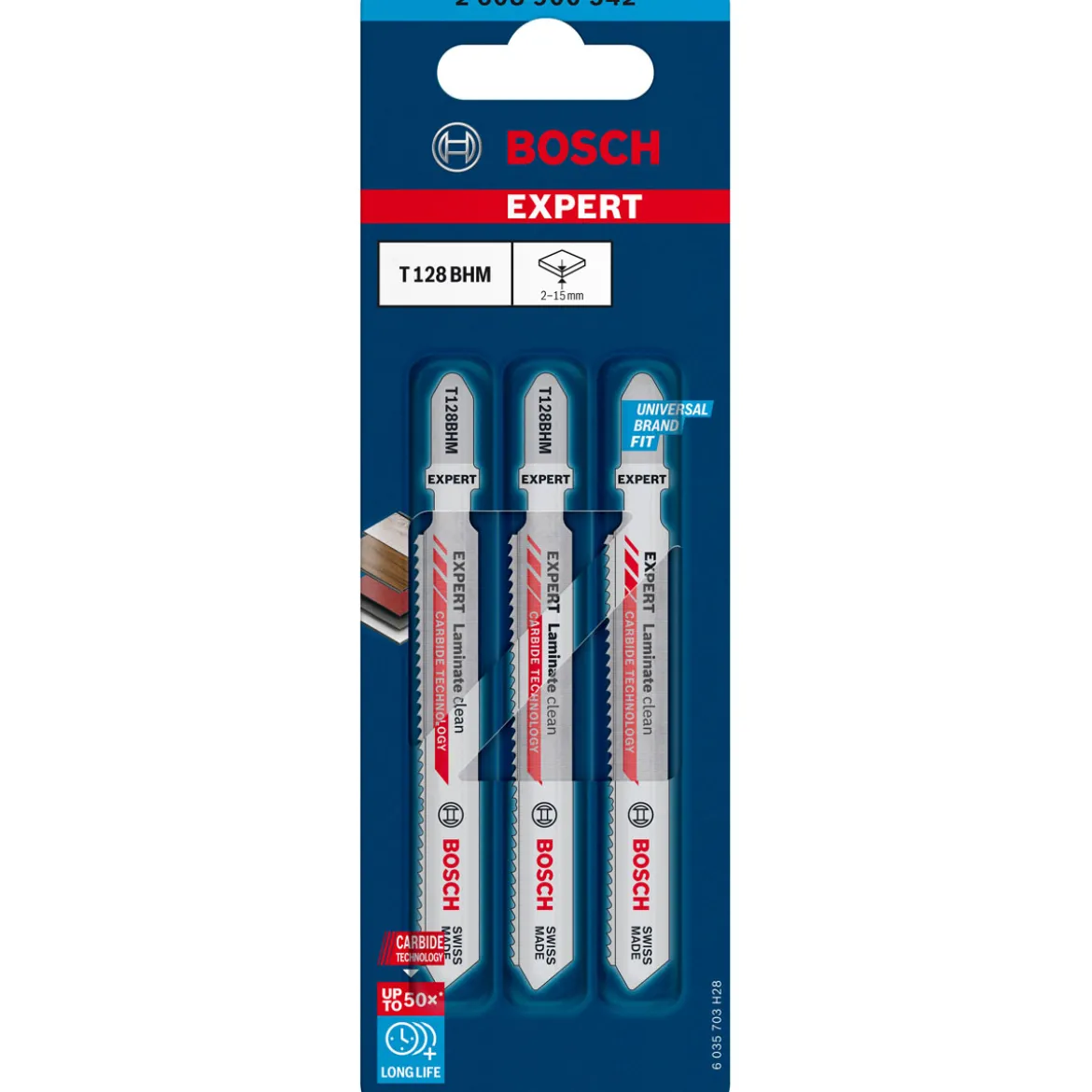Bosch ProfessionalExpert Laminate Clean T128 BHM Stichsägeblatt 3 Stück