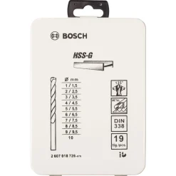 Bosch Professional19-teiliges Metallbohrer-Set HSS-G DIN 338 135 in Metallkassette 1–10 mm