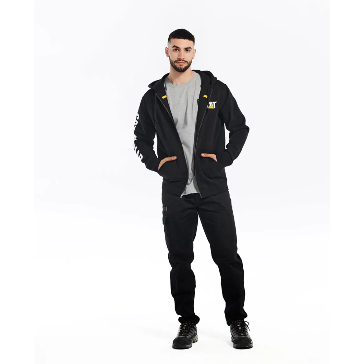 CAT Zip Hoodie Banner schwarz Gr. M