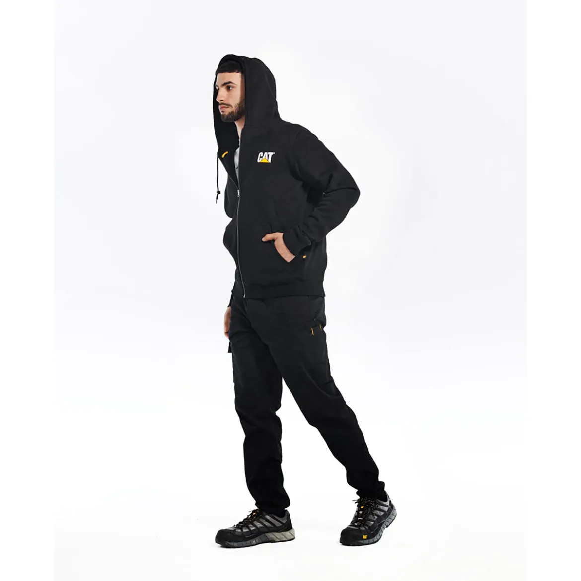 CAT Zip Hoodie Banner schwarz Gr. M