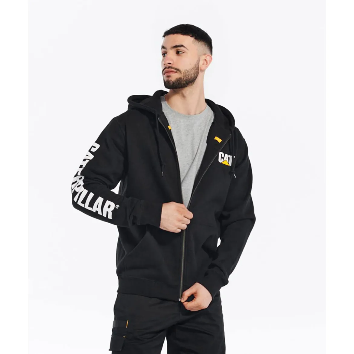 CAT Zip Hoodie Banner schwarz Gr. M