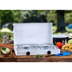 CFHZweiflammkocher Capri inklusive Druckregler und 80 cm Gasschlauch