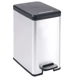 CurverMülleimer DECO Bin SLIM 25L mit Pedal schwarz silber metallic