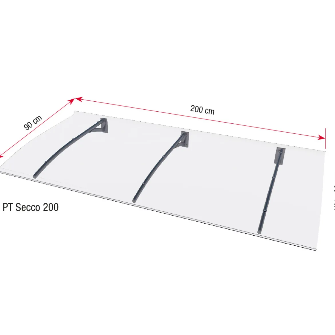 DURABIL Pultvordach Typ PT Secco 200200x90x22 cm