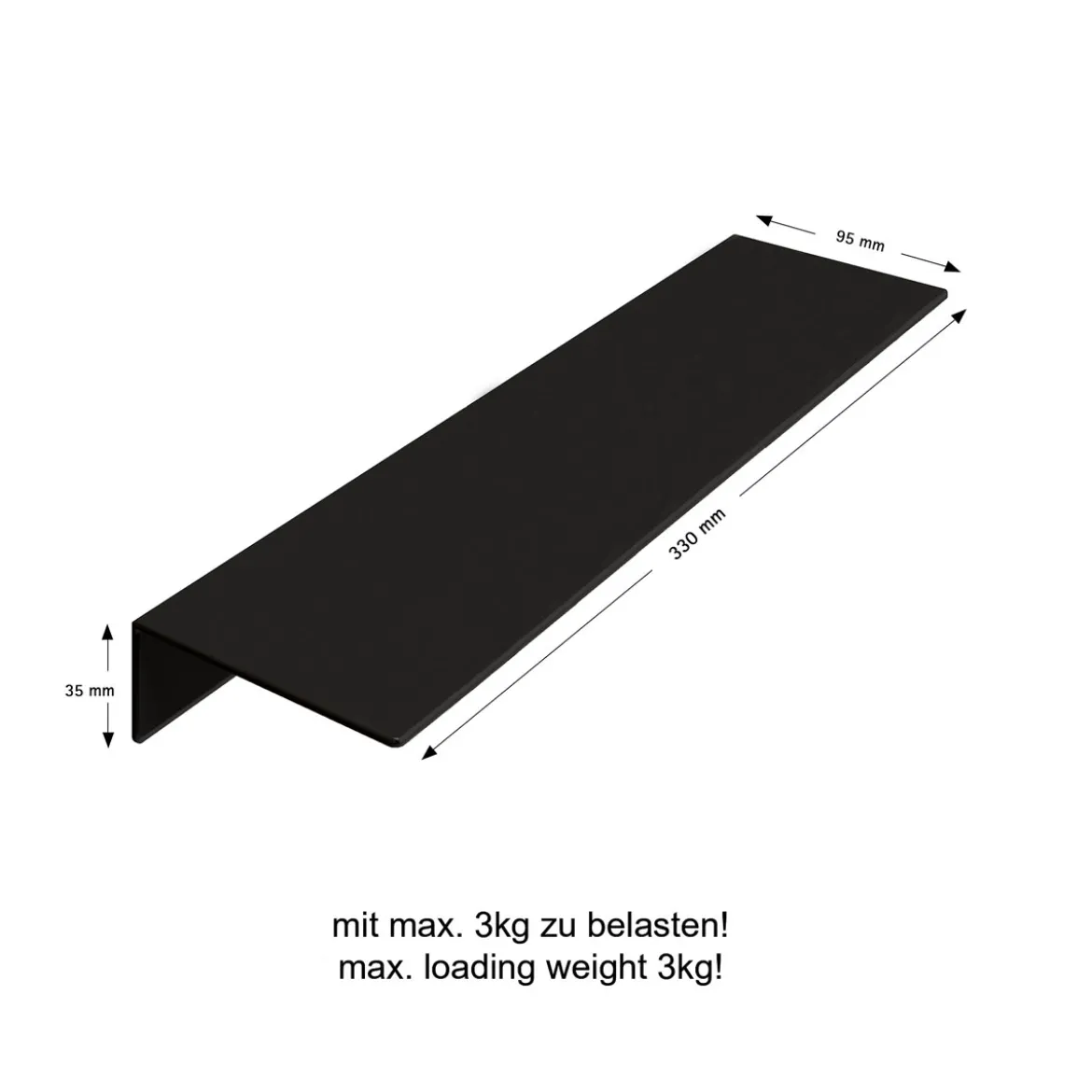 Duschablage zum Kleben Gr.MMattschwarz, 35x330x95mm