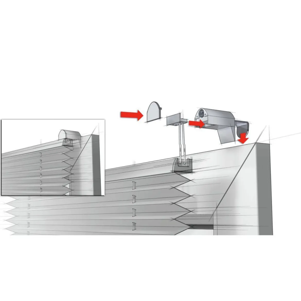 Easy-Fix Plissee 65x130 weiss2 Bedienschienen