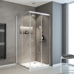 Eckeinstieg 4-teilig silber klar hell1800x750-900x750-900 3-/4-mm ESG