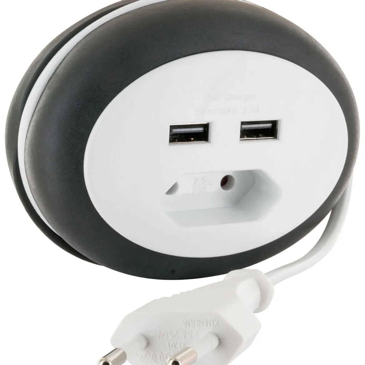Euroverlaengerung mit 2x USB in weiss3,0 Kabel