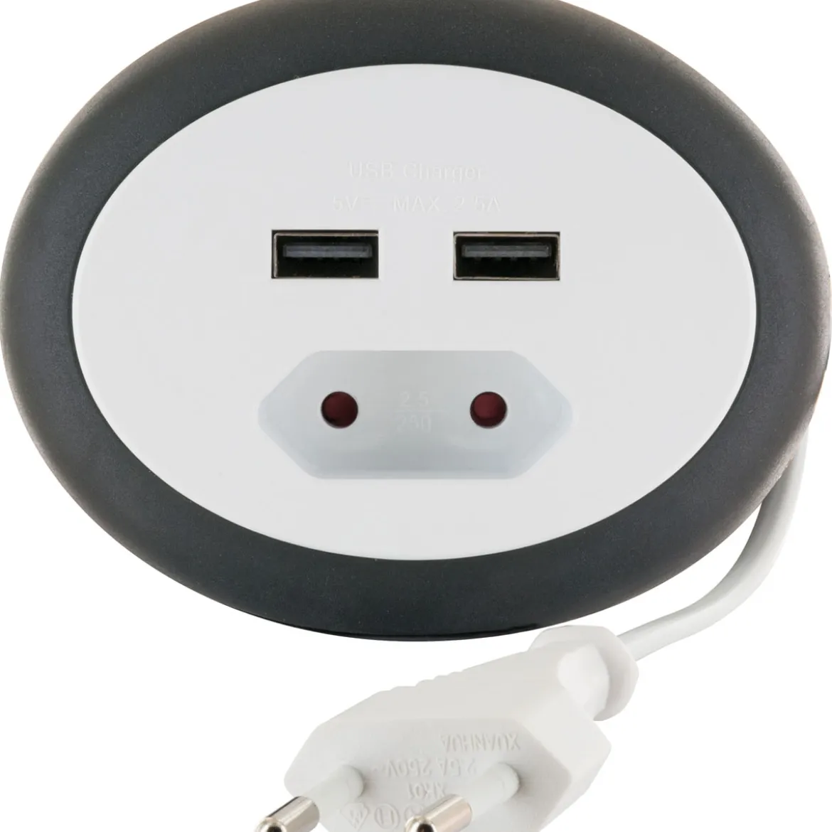 Euroverlaengerung mit 2x USB in weiss3,0 Kabel