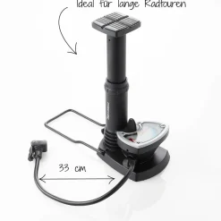 Fischer Bikes Fuß-Standpumpe mit Manometer und Adapter schwarz