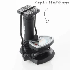 Fischer Bikes Fuß-Standpumpe mit Manometer und Adapter schwarz