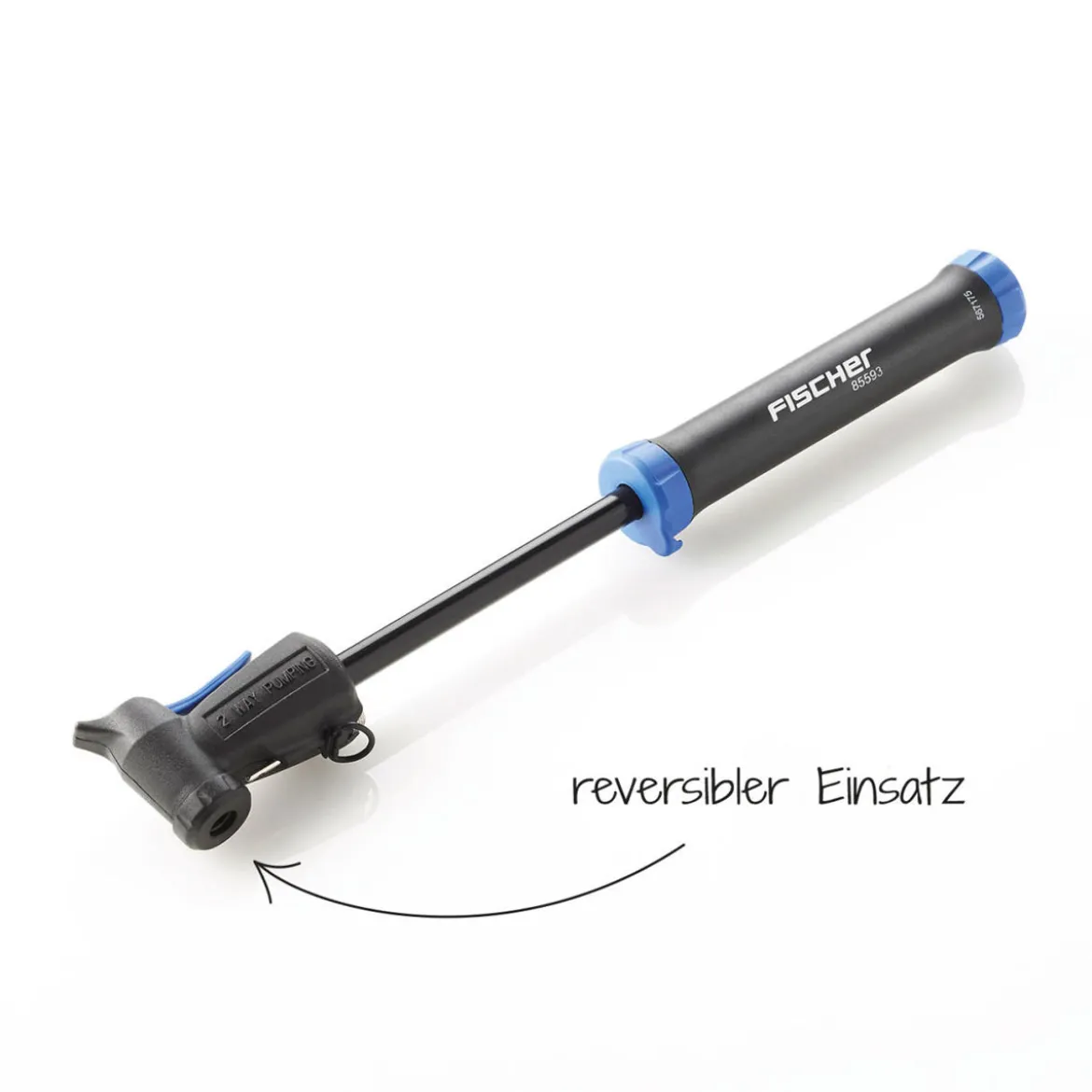 Fischer Bikes Mini-Pumpe mit Doppelhub reversibel silber