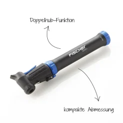 Fischer Bikes Mini-Pumpe mit Doppelhub reversibel silber