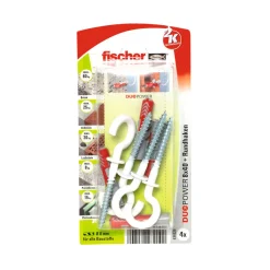 FischerDübel DuoPower 8 x 40 mm mit Rundhaken nylonbeschichtet weiß 4 Stück