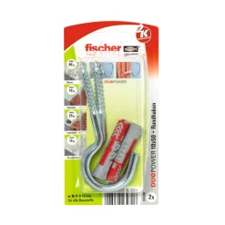 FischerDübel DuoPower 10 x 50 mm mit Rundhaken Galvanischbeschichtet groß 2 Stück