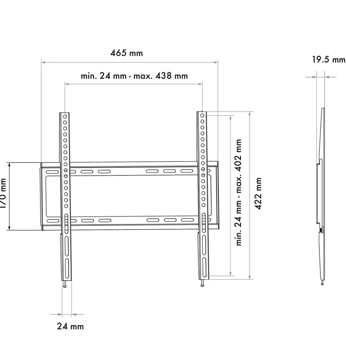 Fixed 2 TV Wandhalter 81-190cm max. 35kg