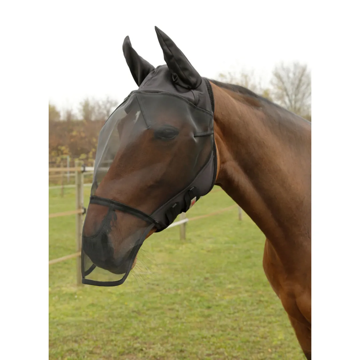 Fliegenschutzmaske Pony schwarz mit Fleecepolsterung