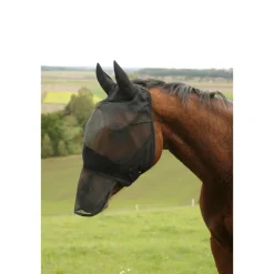 Fliegenschutzmaske Pony schwarz mit Fleecepolsterung