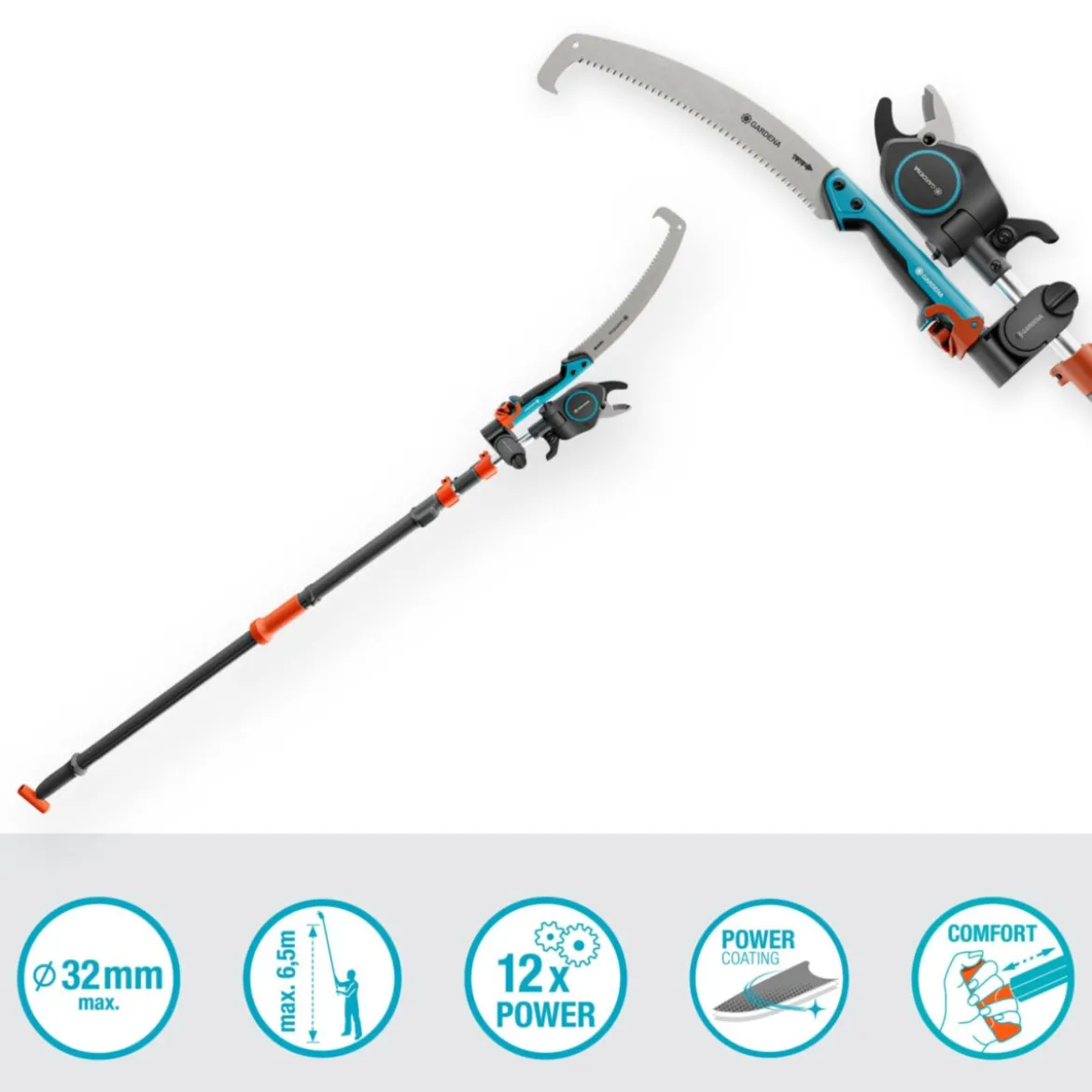 Gardena Baum- und Strauchschneider StarCut Pro L Set mit Säge und Adapter