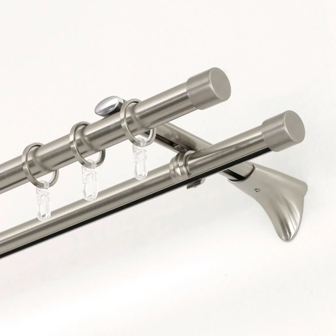 GardiniaGardinenstange Memphis mit Innenlauf Durchmesser 16 mm 160 cm Edelstahl-Optik