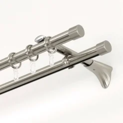 GardiniaGardinenstange Memphis mit Innenlauf Durchmesser 16 mm 120 cm Edelstahl-Optik